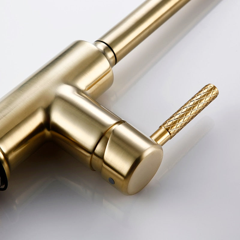 סלע - ברז מטבח זהב עם מטלה