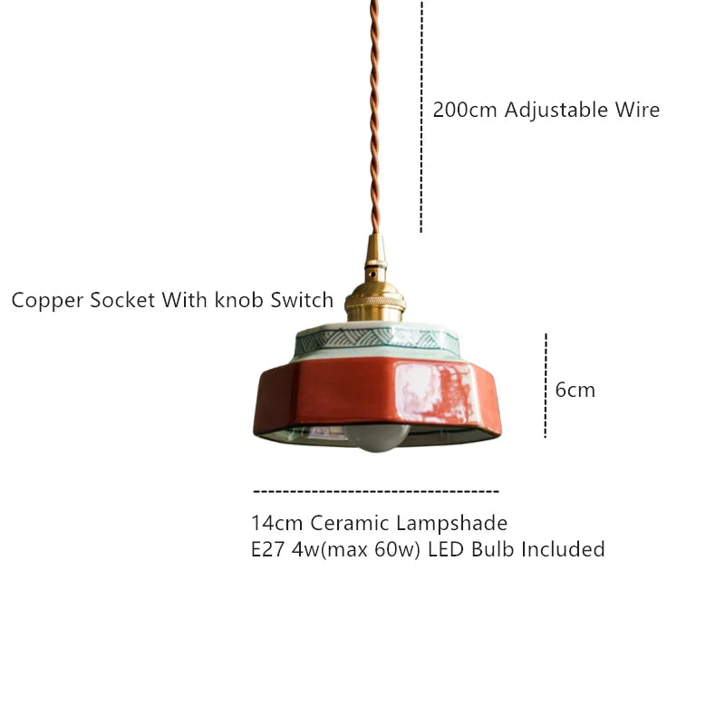 סוניה – מנורה תלויה קרמיקה צבועה ביד