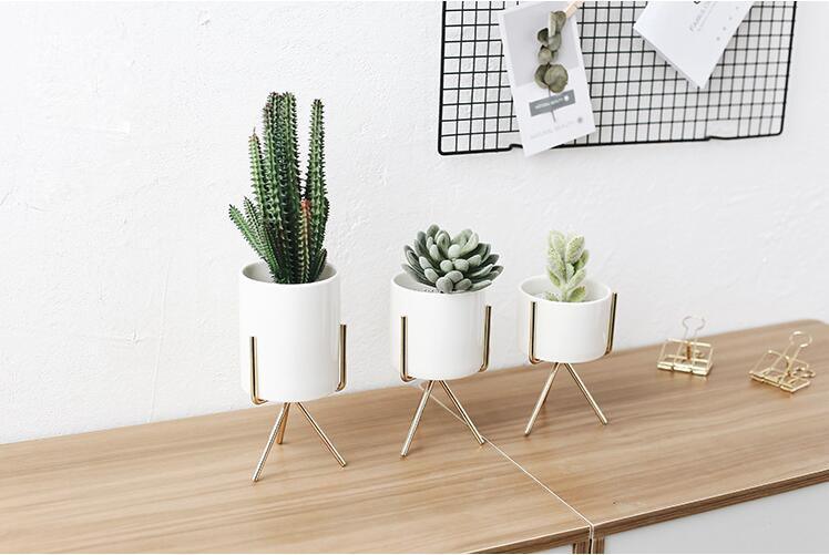 אידה - עציצי פרחים קרמיים עם דוכן מודרני